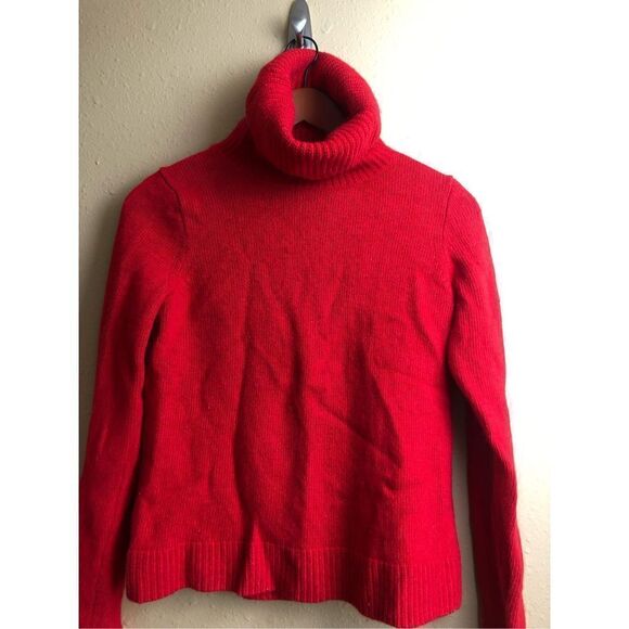 J. Crew Solid Red Turtleneck Merino Wool Blend Knit Sweater size S - Picture 2 of 12